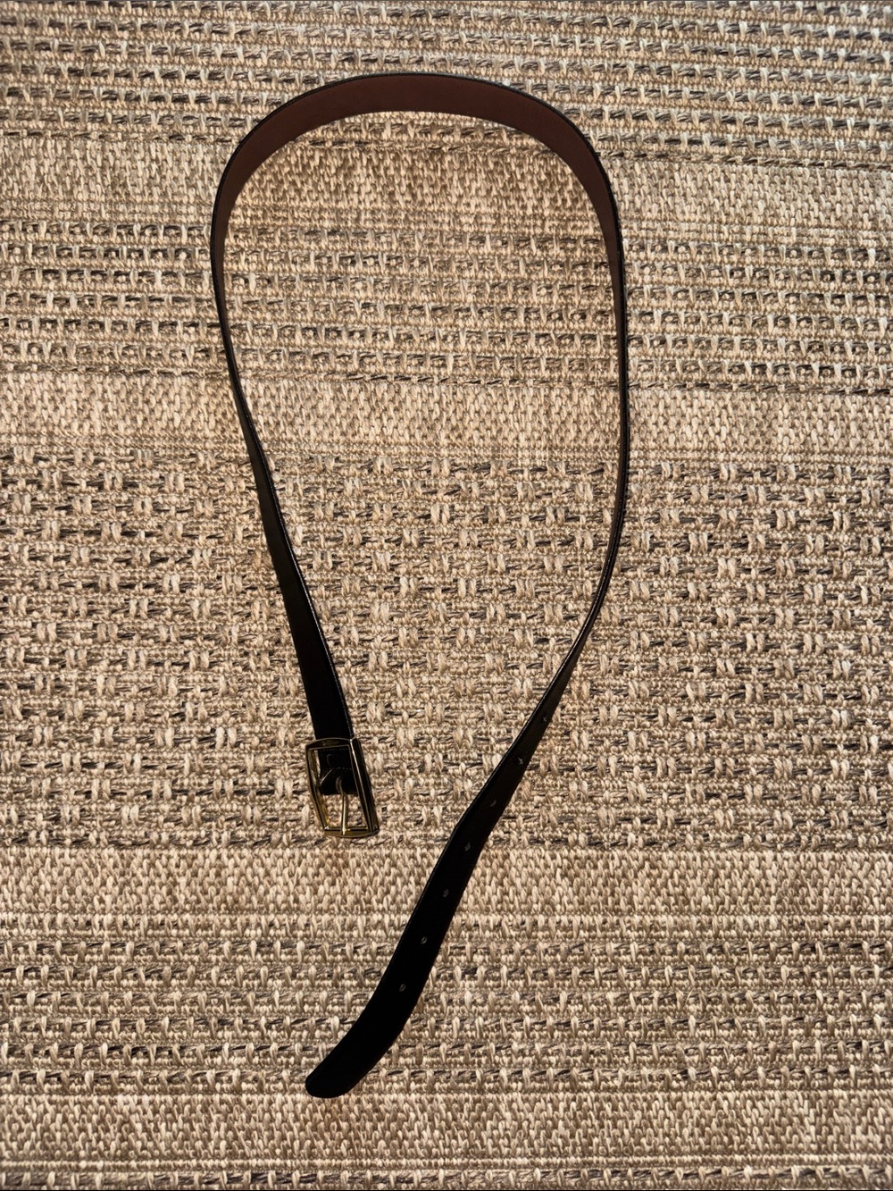 L’AIGLON Paris New York Sleek Black Leather Waist Belt with Gold Buckle
